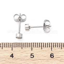 304ステンレススチールスタッドピアス金具  ピアスキャッチとカン付き  ステンレス鋼色  3.5x13mm  穴：3mm  ピン：0.8mm&nbsp;STAS-V003-09P-03