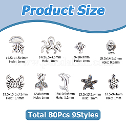 80 шт. бусины из сплава в тибетском стиле&nbsp;FIND-HS0001-74