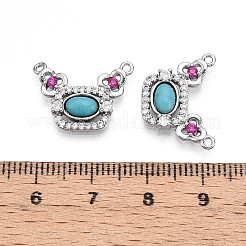 Прямоугольник из синтетической бирюзы с подвесками-цветами KK-N258-15P