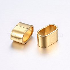 304ステンレススチールスライドチャーム/スライダービーズ  レザーコードブレスレット作り用  オーバル  ゴールドカラー  13.5x8x7.5mm  穴：6x11.5mm&nbsp;X-STAS-E436-23G