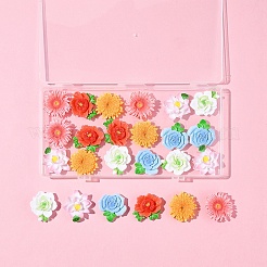 24 шт. 6 стиля непрозрачных смоляных цветов-кабошонов RESI-FS0002-16