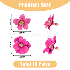10 пара 10-х стилевых сережек-гвоздиков из сплава с 3D-цветком&nbsp;EJEW-FI0001-92