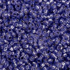 MIYUKIラウンドロカイユビーズ  日本製シードビーズ  （rr649)染めの紫の銀色のアラバスター  15/0  1.5mm  穴：0.7mm  約5555PCS /ボトル  10 G /ボトル&nbsp;SEED-JP0010-RR0649