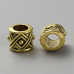 合金ヨーロピアンビーズ  大穴ビーズ  コラム  アンティーク黄金  9~10x8mm  穴：5mm&nbsp;FIND-WH0139-308B-AG