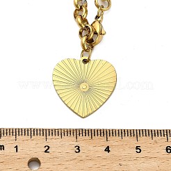 304 нержавеющая сталь кулон сердце цепочка роло ожерелья для женщин&nbsp;LS-NJEW-Q028-06G