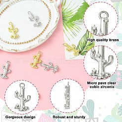 8 шт. 2 цвета латунные подвески с микропаве и кубическим цирконием&nbsp;KK-CJ0003-13