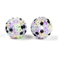 Круглые бусины из смолы со стразами на пасхальную тематику&nbsp;OACR-T028-66C