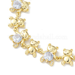 Браслет-цепочка с медвежьим звеном из прозрачного кубического циркония BJEW-H586-02G