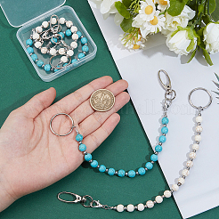 4шт брелок из синтетической бирюзы и магнезита в 2 стилях&nbsp;KEYC-NB00022