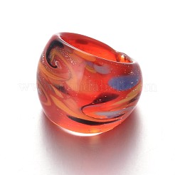 Смешанный Lampwork ручной широкий группа кольца RJEW-X0005-B