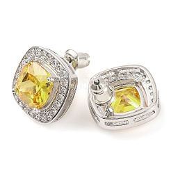 Серьги-гвоздики с ромбами из кубического циркония&nbsp;EJEW-I304-15P-03