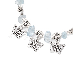 Braccialetti con perline di acquamarina naturale&nbsp;BJEW-JB11819-01
