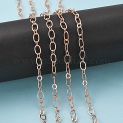 真鍮フィガロチェーン  ハンダ付け  スプールで  楕円形と円形のリンクチェーン  ローズゴールド  5.5x0.5mm  約82.02フィート（25m）/ロール&nbsp;CHC-L020B-01RG