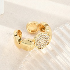 Открытые манжеты из латуни с микропаве и прозрачным цирконием для женщин&nbsp;RJEW-M026-01G-01