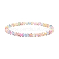 Сверкающие хрустящие стеклянные круглые бусины стрейч браслеты набор&nbsp;BJEW-JB07189