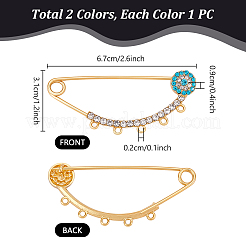 2 шт. 2-х цветная латунная фурнитура для броши&nbsp;KK-PH0013-71