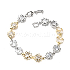 Bracelets à maillons en laiton micro pavé en oxyde de zirconium transparent pour femmes&nbsp;BJEW-C156-06A-GP