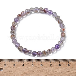 Браслеты из натуральных круглых бусин из кварца лодолита для женщин&nbsp;BJEW-Z158-03K-04