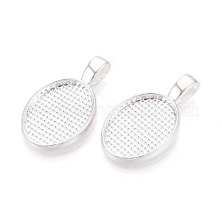 Cabochon ciondolo ovale piatto in lega stile tibetano&nbsp;PALLOY-WH0110-33H