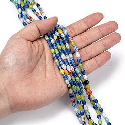 Овальная ручной Millefiori бисер пряди LK-R004-85