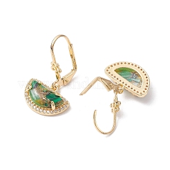 Латунная серьга с фианитом и фианитами EJEW-C077-15KCG