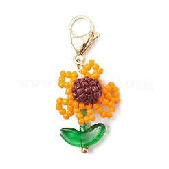 Decorazioni pendenti con semi di girasole in acrilico e vetro&nbsp;HJEW-MZ00344