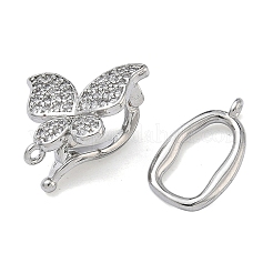 Бабочка латунная микропаве прозрачный кубический цирконий складные застежки&nbsp;KK-Z143-22P