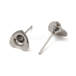 Фурнитура для сережек-гвоздиков из нержавеющей стали в форме сердца 201 STAS-Q315-01P