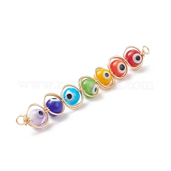 7 chakra mauvais œil breloques de connecteur de perles rondes faites à la main au chalumeau&nbsp;PALLOY-JF01929