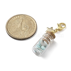 Натуральный амазонитовый осколок внутри стеклянной бутылки желаний подвеска украшение&nbsp;HJEW-JM03130-01