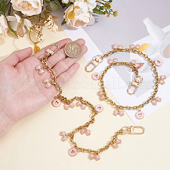 2 stücke legierung emaille rosa bowknot quaste 304 edelstahl kabel kette tasche dekorative ketten&nbsp;AJEW-BBC0001-03