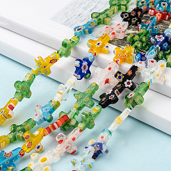 2 нити крест-накрест ручная работа стеклянные бусины миллефиори нити&nbsp;LK-PA0001-02