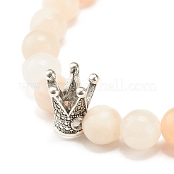 Bracciale elasticizzato con perle di avventurina rosa naturale smerigliate rotonde&nbsp;BJEW-JB07170