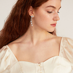 12 пара 12-х видов пластиковых подвесных серег с имитацией жемчуга и серебряными штифтами&nbsp;EJEW-AN0003-20