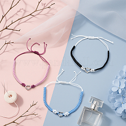 12шт 3-х цветные регулируемые нейлоновые плетеные браслеты для женщин&nbsp;BJEW-GO0002-05