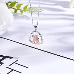 Collier pendentif coeur mère et fille assis côte à côte collier mignon pendentif coeur creux breloques bijoux cadeaux pour les femmes fête des mères noël anniversaire anniversaire&nbsp;JN1099A