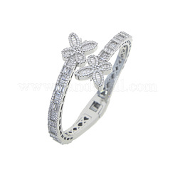 Bracelets à charnière en laiton avec micro-pavé de zircones cubiques transparentes pour femmes&nbsp;FS-WG0F47F-01