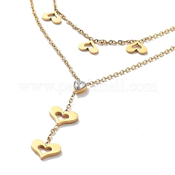 Collier double couche en acier inoxydable 304 doré avec chaînes en câble&nbsp;NJEW-Z027-01A
