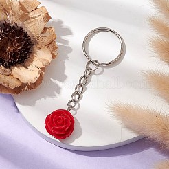 樹脂キーチェーン  鉄パーツ  深紅の花  プラチナ  7.8cm&nbsp;KEYC-JKC00820