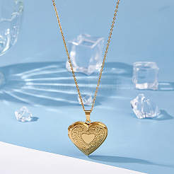 2 шт. 316 хирургическая нержавеющая сталь сердце фото медальон кулон кабель цепь ожерелья для женщин&nbsp;NJEW-DC0001-15G