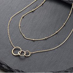 Двухслойные ожерелья из сплава с 3 кольцом для женщин FS-WG29DD6-01