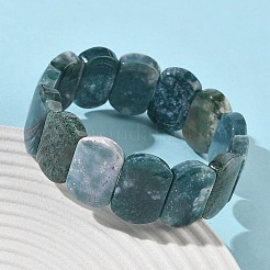 Браслеты из натуральных бусин мохового агата для женщин и мужчин BJEW-I323-02G