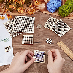 4種類のスタイルの木製刺繍ボード8個  正方形  湯通しアーモンド  50.5~101.5x50.5~101.5x3mm  2個/スタイル&nbsp;DIY-BC0014-92