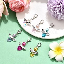 Подвеска в виде круглой бусины из стеклянного жемчуга в виде ангела HJEW-JM03073