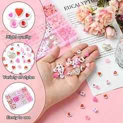 385 шт. непрозрачные/прозрачные акриловые бусины на тему Дня святого Валентина MACR-FS0001-93