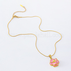 3 шт. ожерелье из нержавеющей стали с розовой эмалью и цветочным кулоном для женщин KQ5825