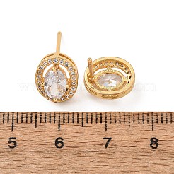 Aretes de latón con micro pavé de circonio cúbico para mujer&nbsp;EJEW-F418-12G