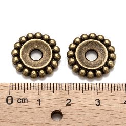 チベット風合金ビーズ  花  カドミウムフリー＆ニッケルフリー＆鉛フリー  アンティークブロンズ  17.5x3mm  穴：4mm&nbsp;MLF10788Y-NF