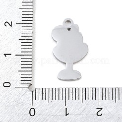 304ステンレスペンダント  ワイングラス用ドリンクチャーム  ハンドポリッシュ  ステンレス鋼色  20x11x1.4mm  穴：1.8mm&nbsp;SA-CBAE30B-01G-P