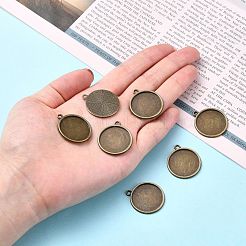 Flache runde Legierung Anhänger Fassungen&nbsp;X-PALLOY-N0088-37AB-NF